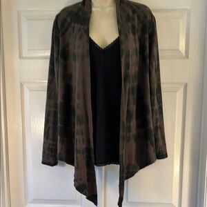 Rock & Republic Black and Dark Olive Cardigan Top sz L